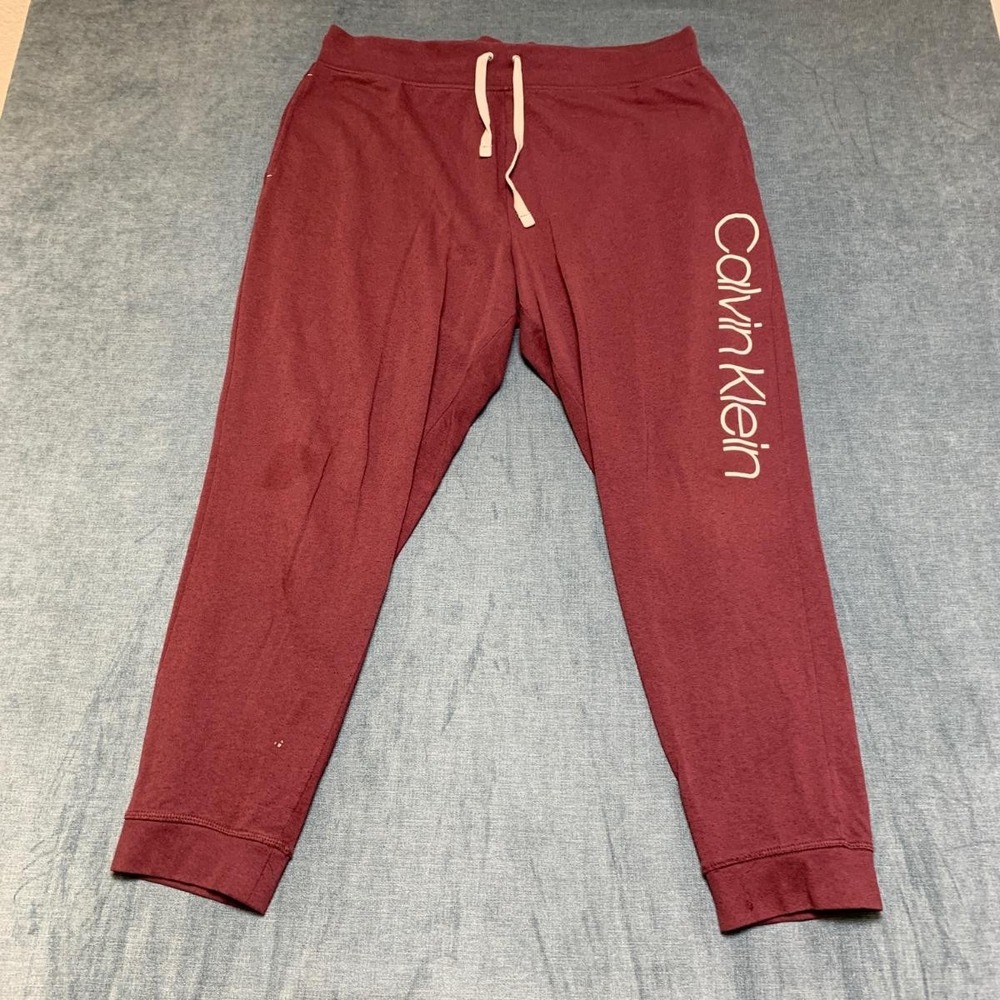 Calvin Klein Sleepwear Jogger Pants Women's XL Maroon Cotton Spell Out Nightwear